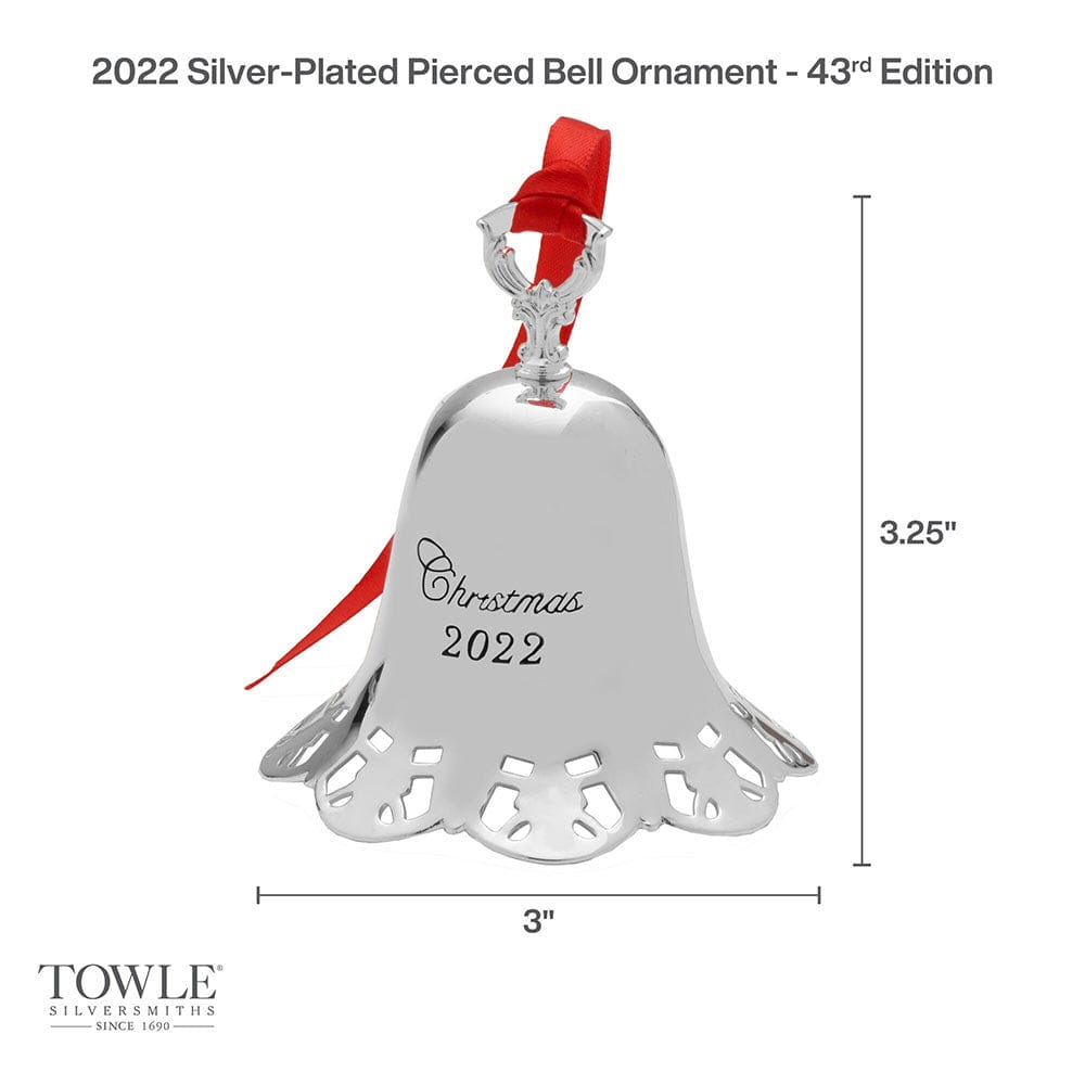 2022 Silver Plated Pierced Bell Ornament, 43rd Edition