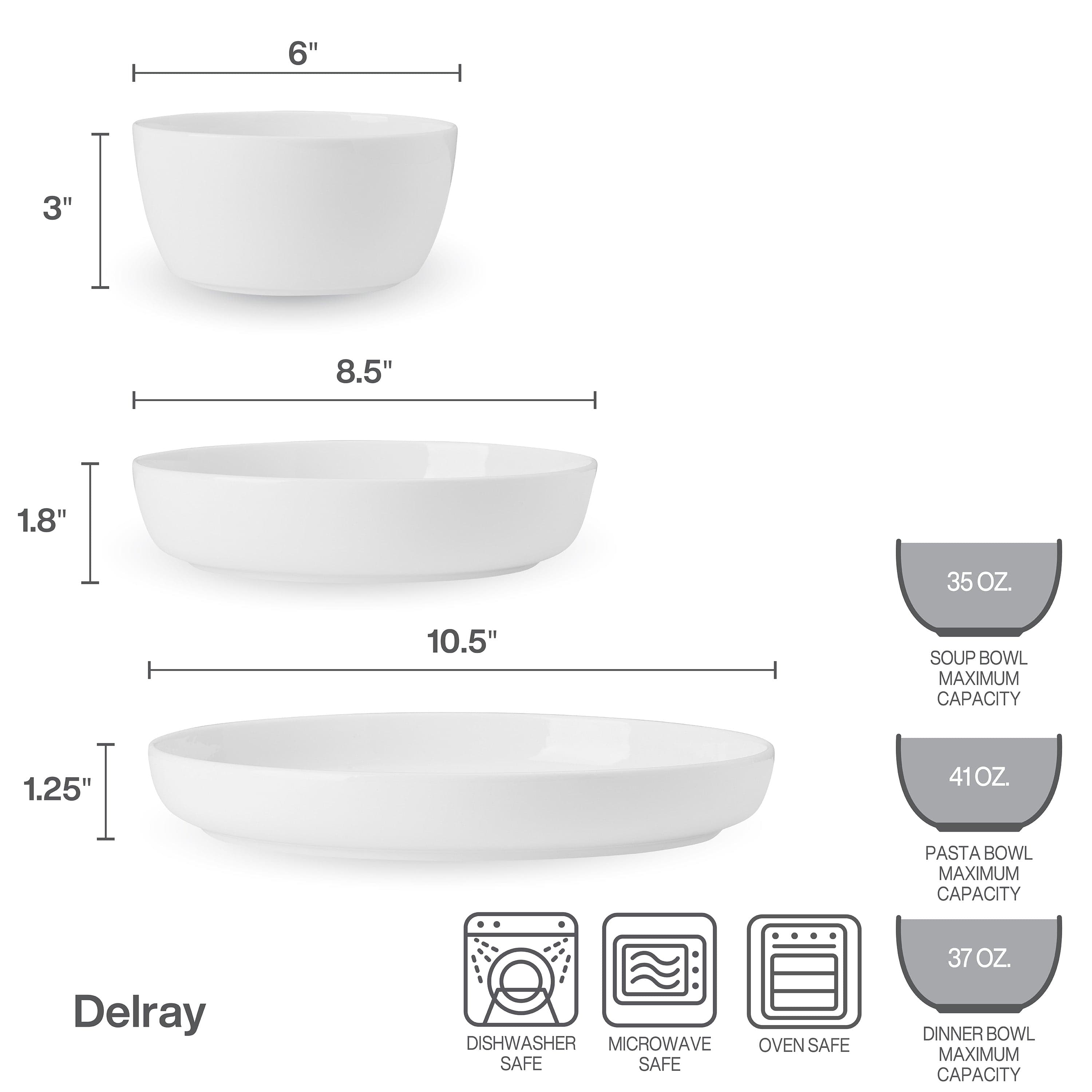 Delray 9 Piece Dinnerware Bowl Set, Service for 3