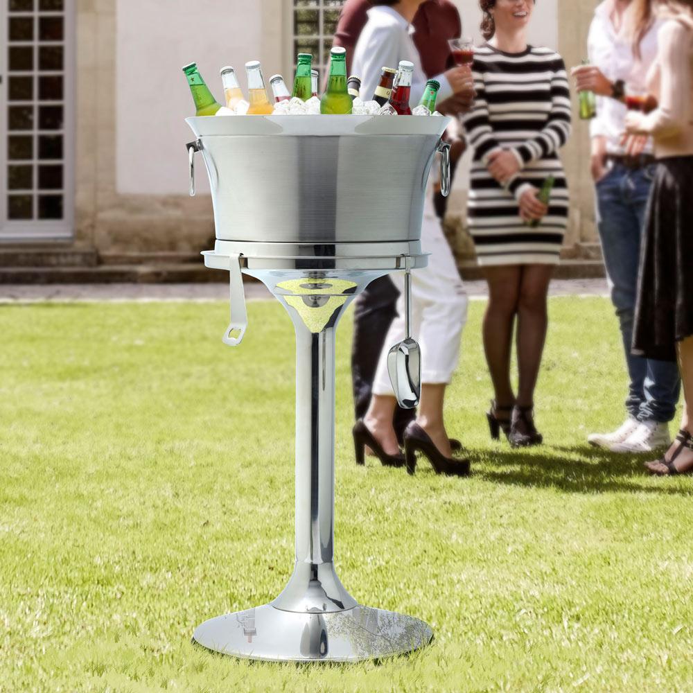 30 Quart Double Wall Beverage Tub with Stand and Tools