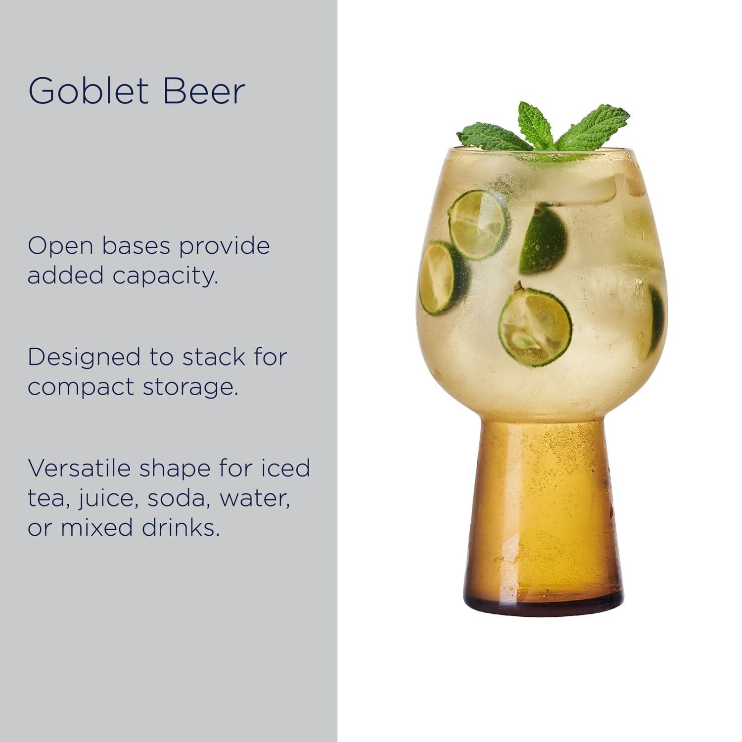 Phoebe Amber Set of 4 Beer Goblet Glasses