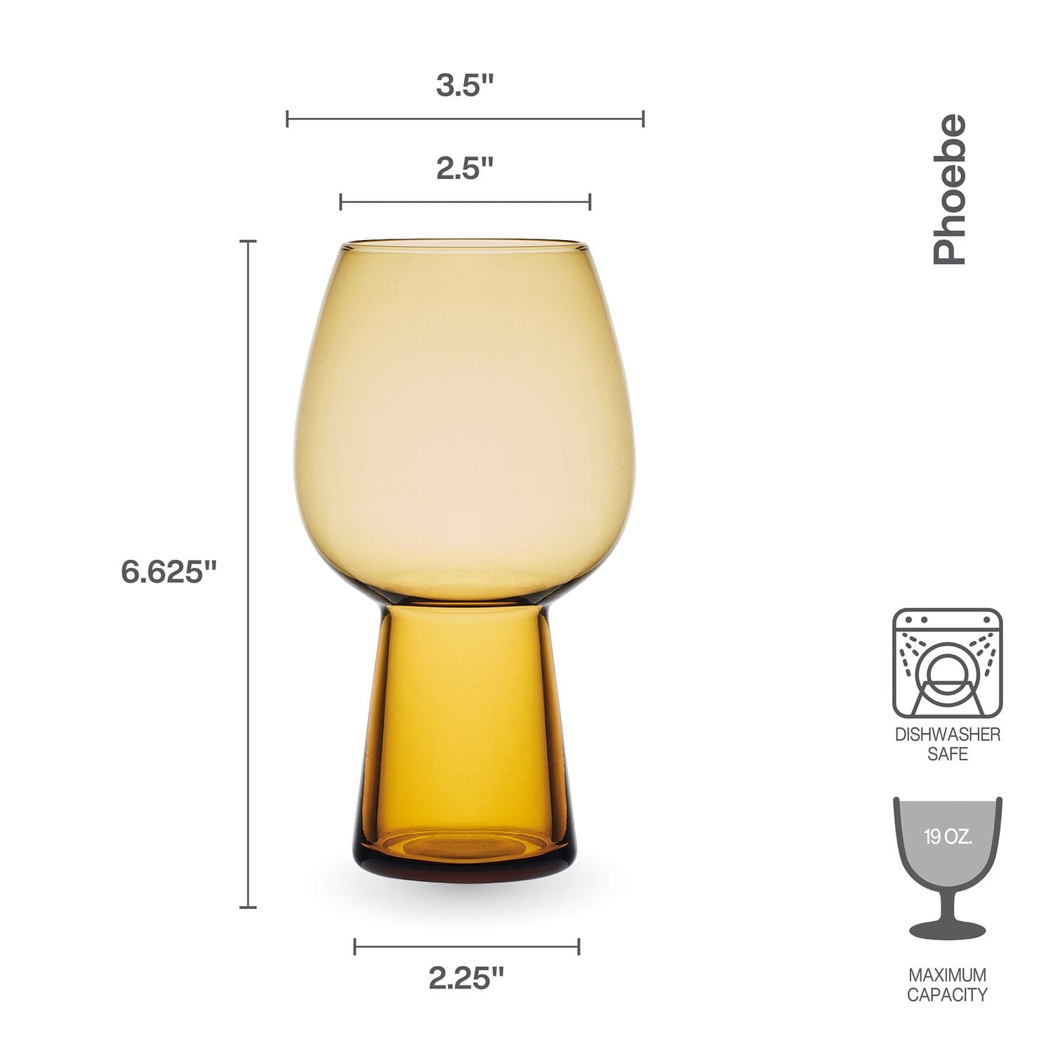 Phoebe Amber Set of 4 Beer Goblet Glasses