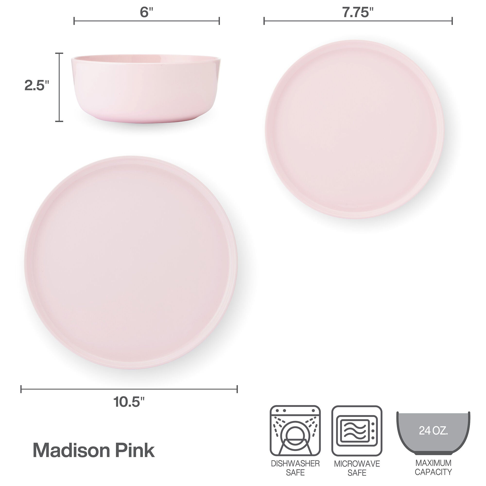 Madison Pink Dinnerware Set, 12pc