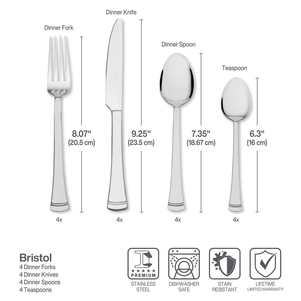 Bristol 16 Piece Flatware Set, Service for 4