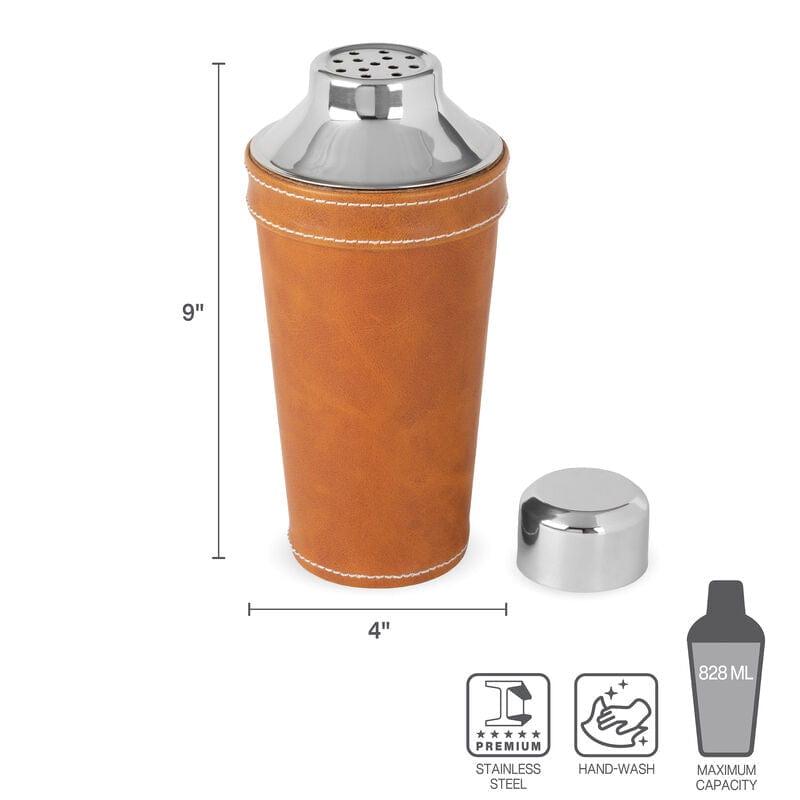 Faux Leather Stitched Cocktail Shaker