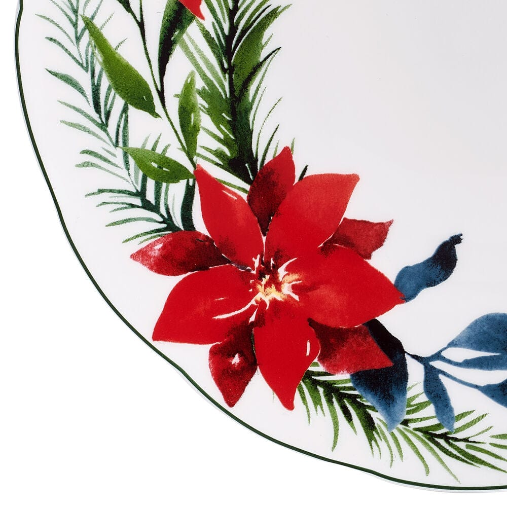 Merry Poinsettia 12 Piece Dinnerware Set, Service For 4