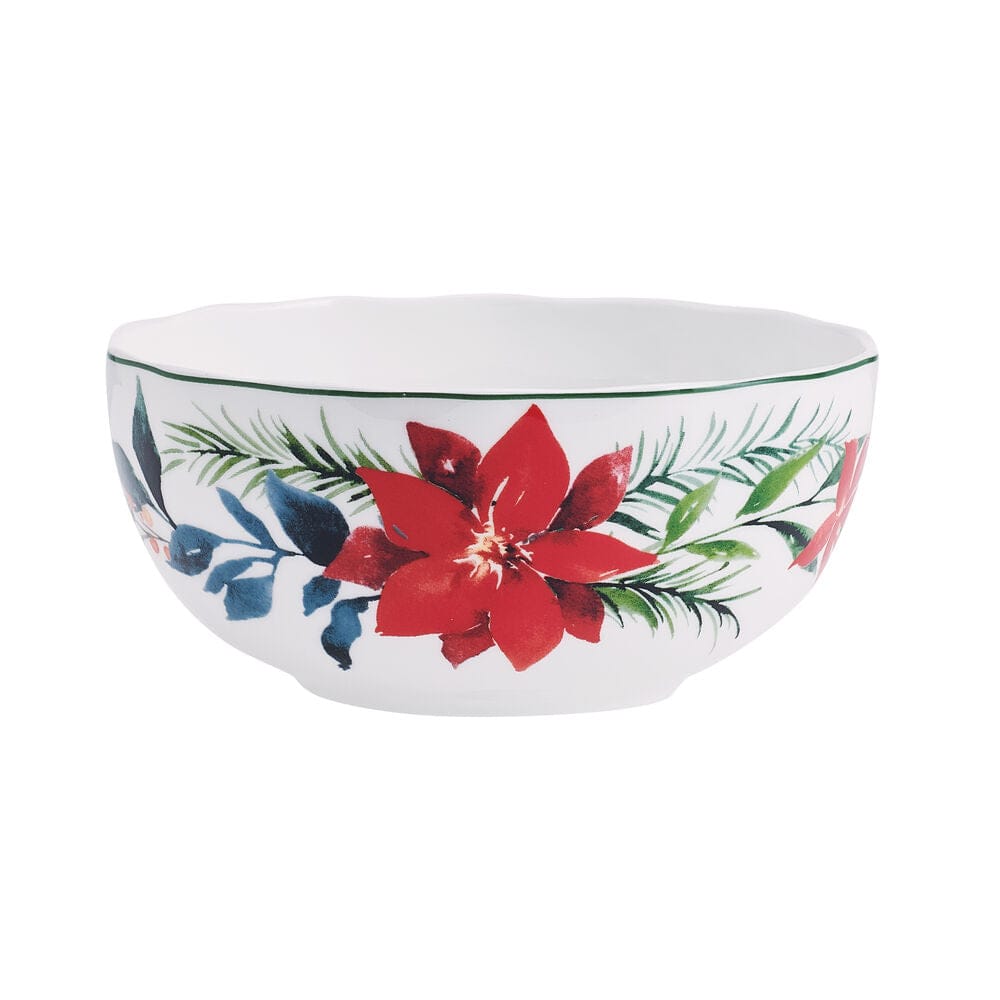 Merry Poinsettia 12 Piece Dinnerware Set, Service For 4