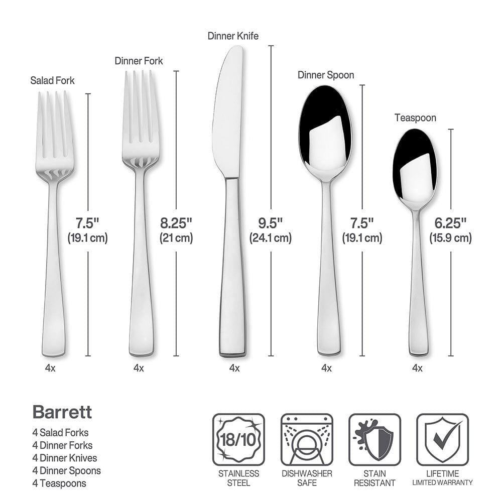 Barrett 20 Piece Flatware Set, Service for 4