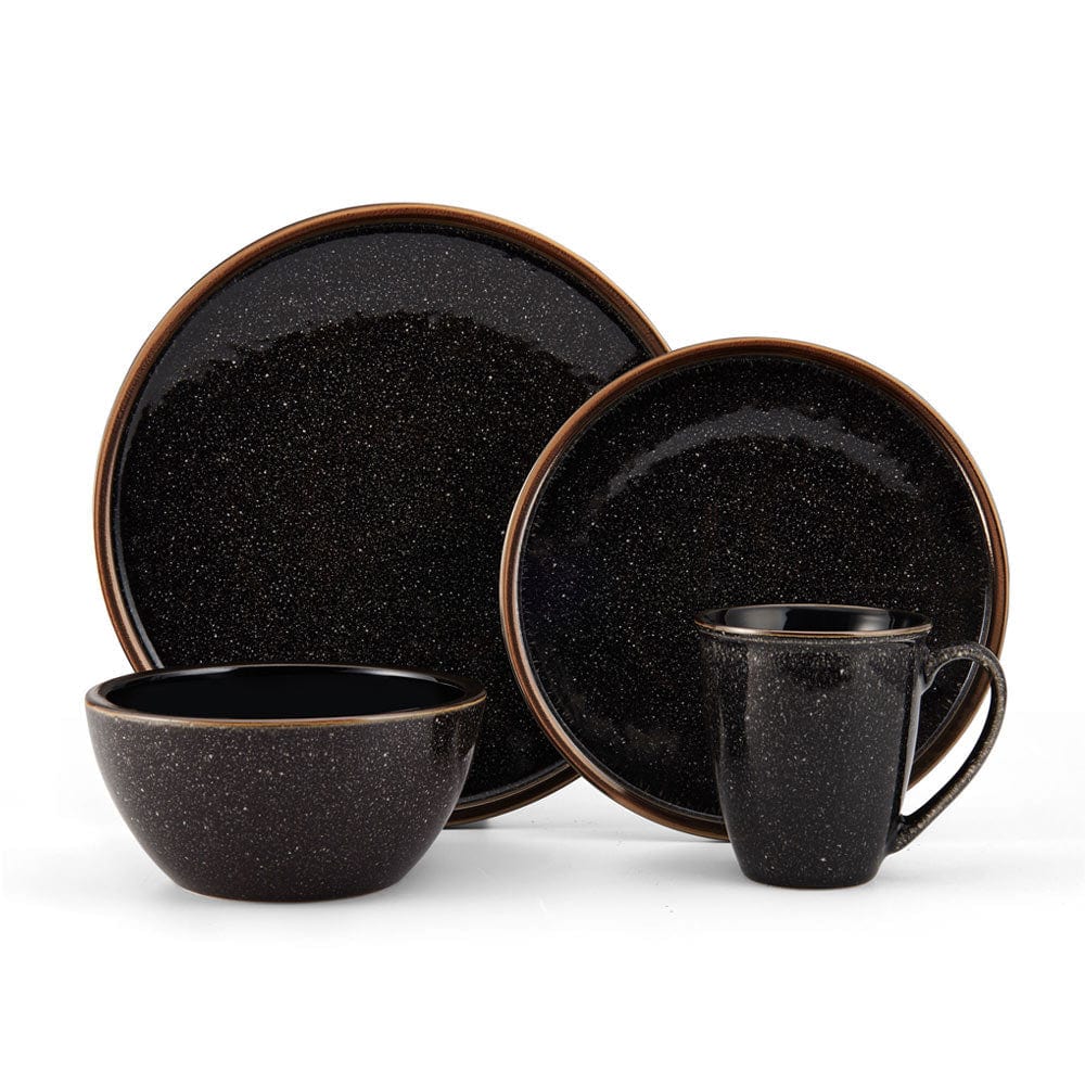 Barrett Black 16 Piece Dinnerware Set, Service for 4