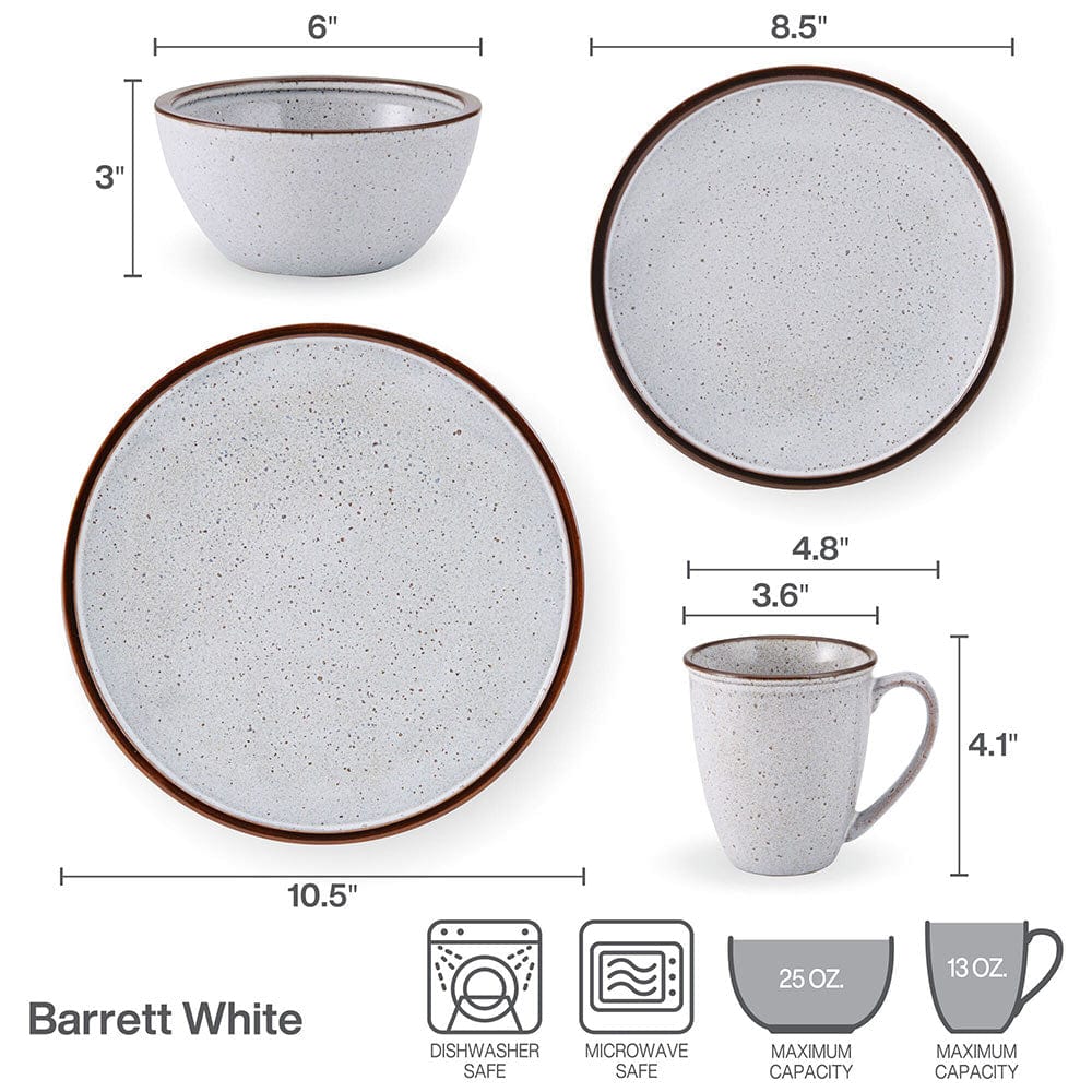 Barrett White 16 Piece Dinnerware Set, Service for 4