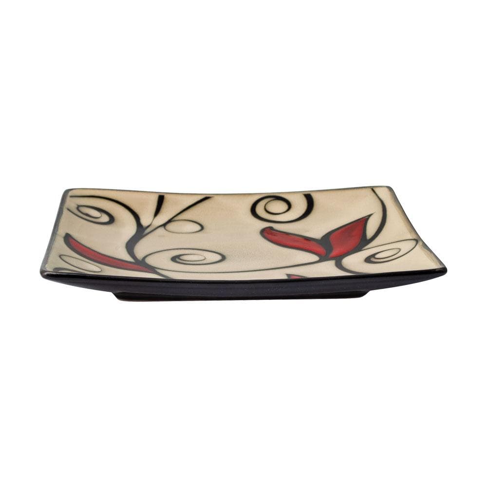 Belmont Set of 4 Square Red Vine Salad Plates