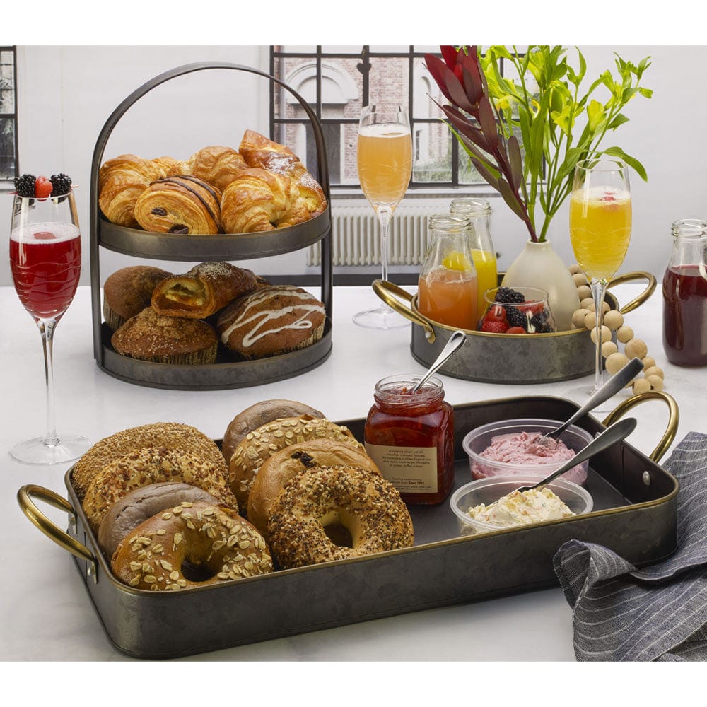 Black Galvanized Rectangular Tray with Handles