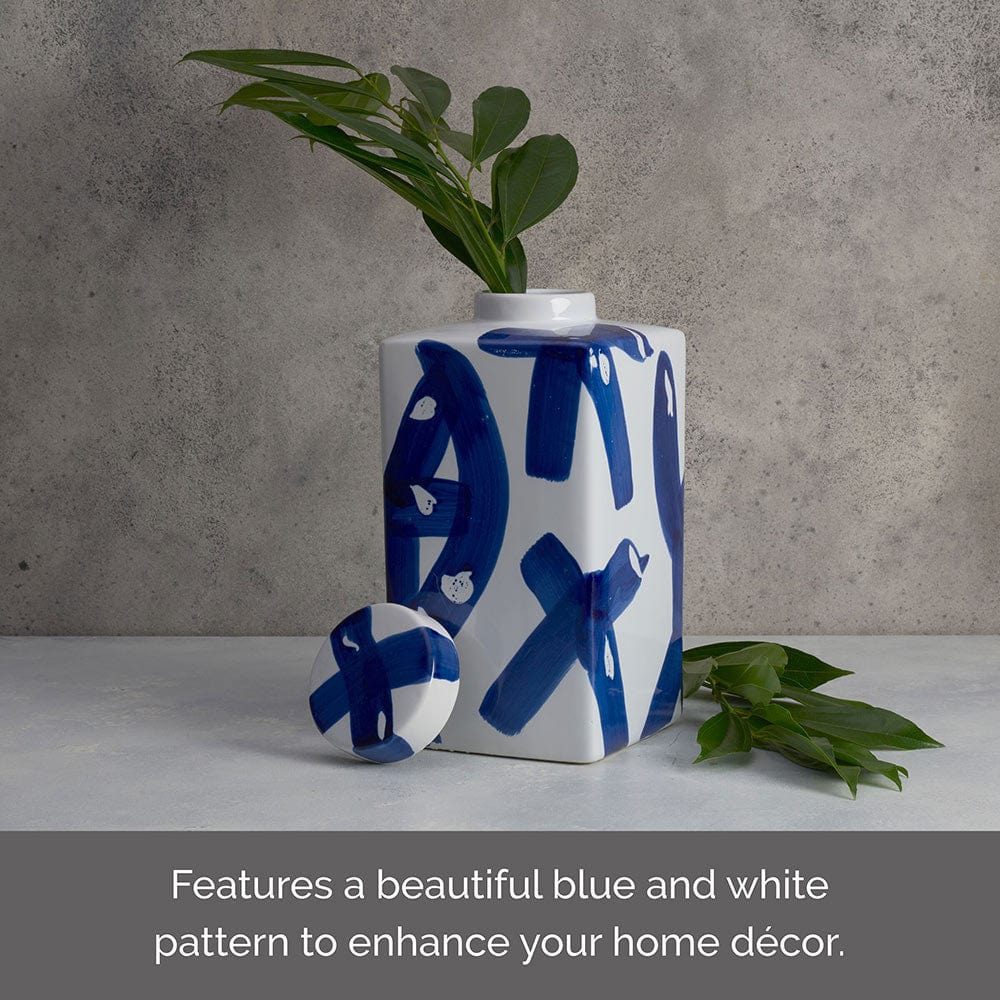 Paint Stroke Decorative Square Ginger Jar Canister