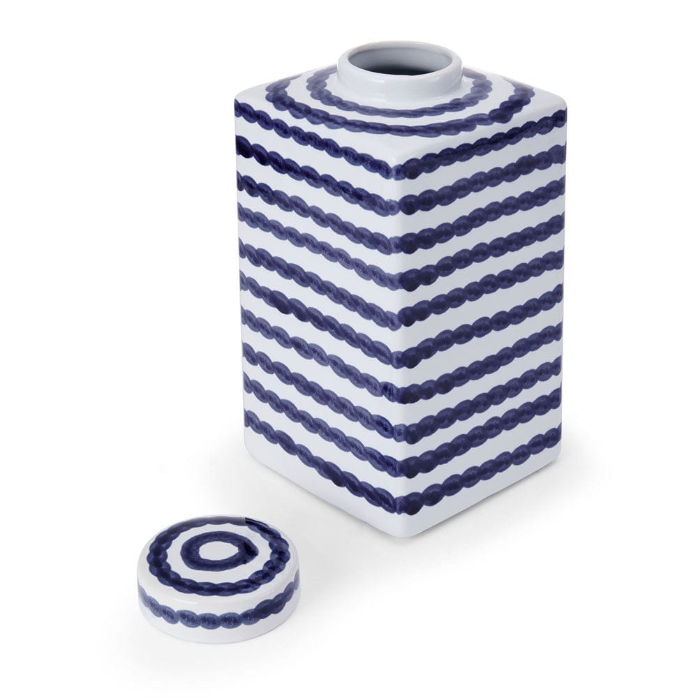 Ripple Stripe Decorative Square Ginger Jar Canister