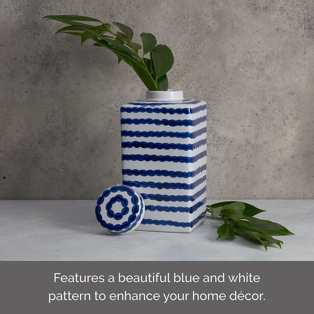 Ripple Stripe Decorative Square Ginger Jar Canister