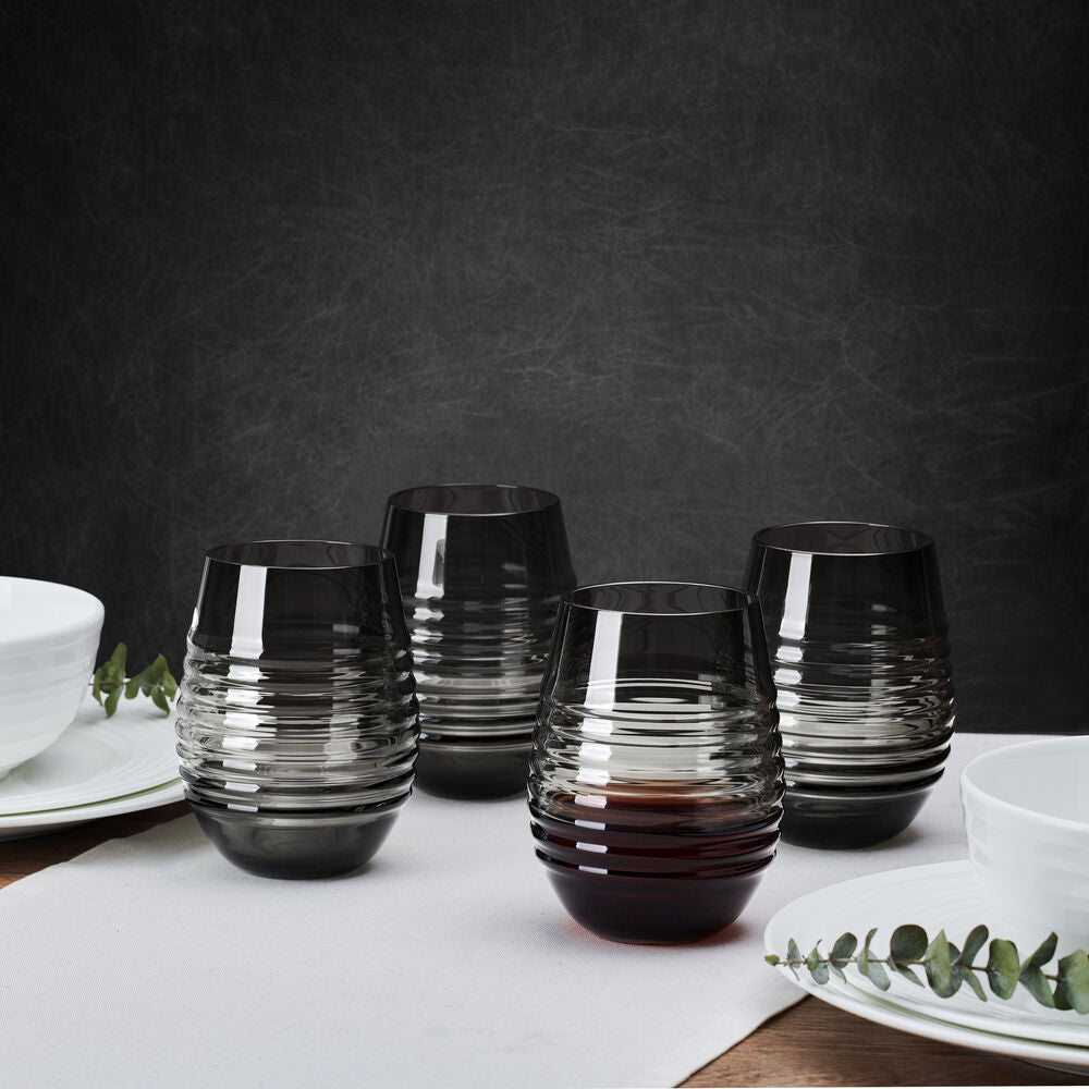 Ciara Smoke Set of 4 Stemless Wine Glasses