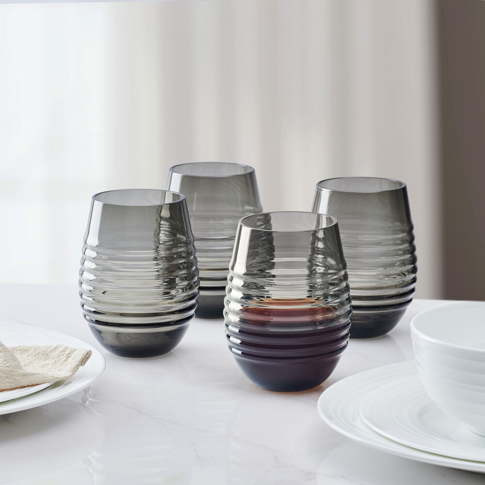 Ciara Smoke Set of 4 Stemless Wine Glasses