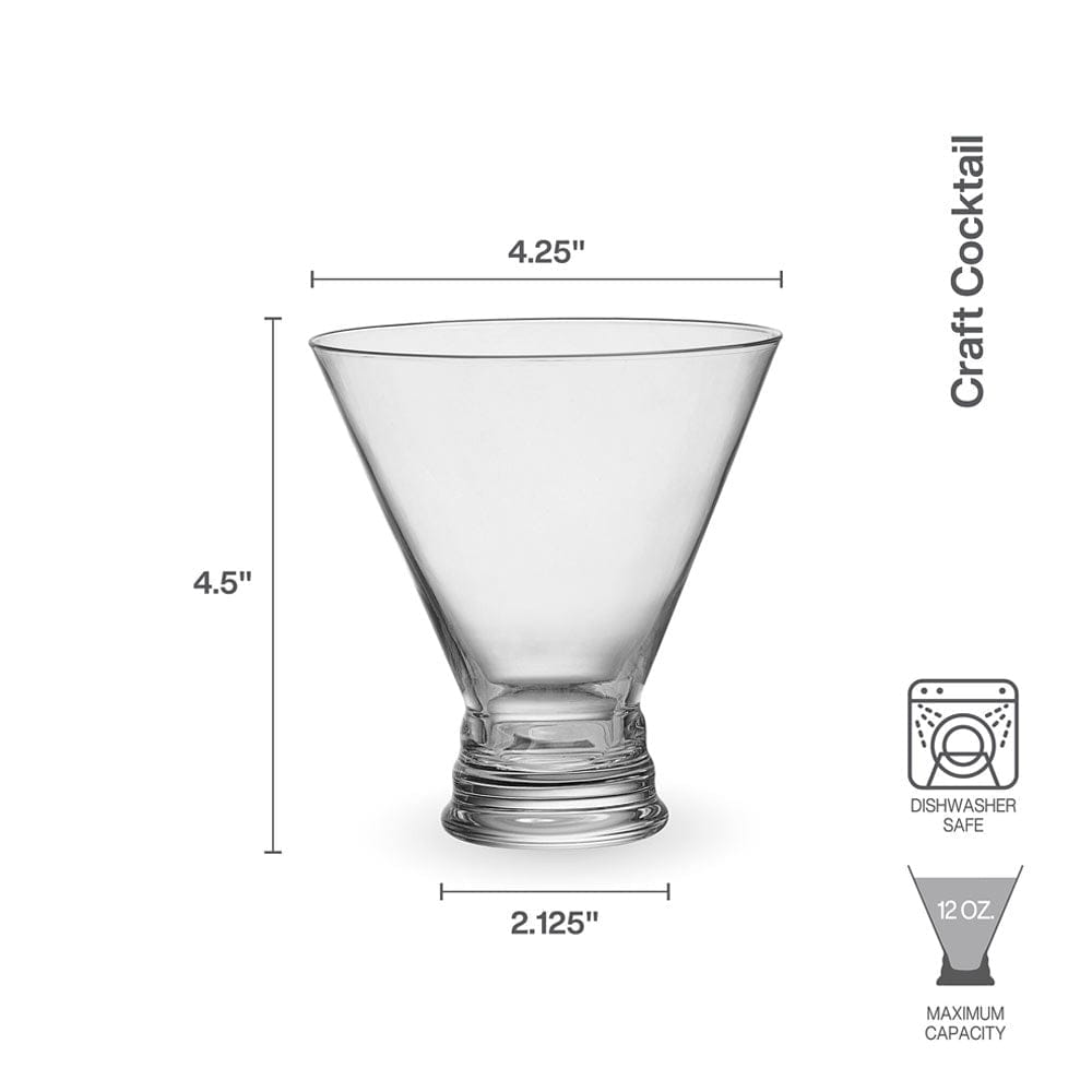 Craft Cocktail Set of 4 Stemless Martini Glasses