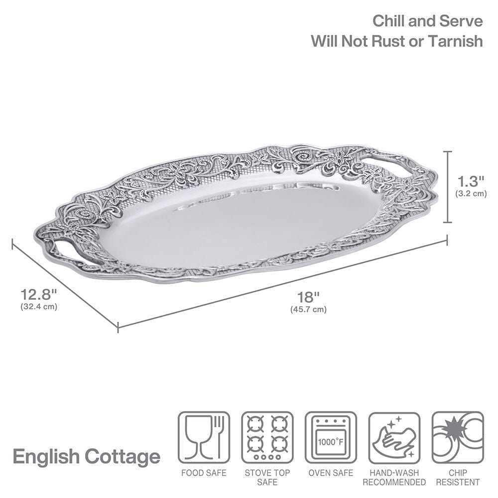 English Cottage Oval Tray with Handles