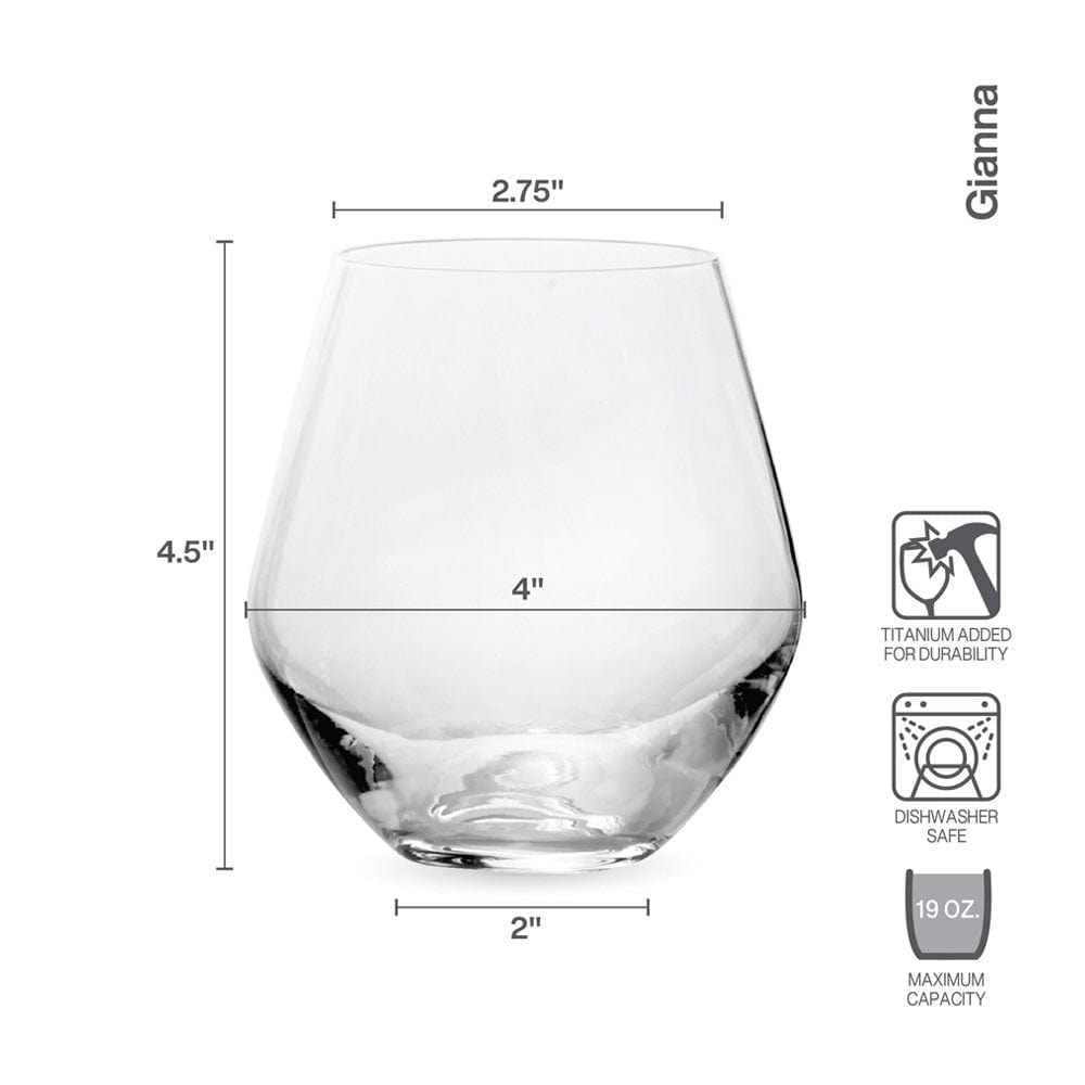 Gianna Ombre Sage Set of 4 Stemless Wine Glasses
