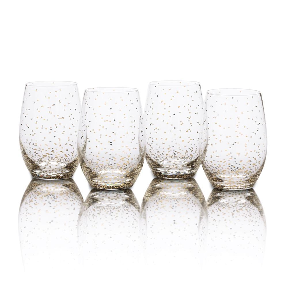 Lustre Set of 4 Dots Gold Stemless Wine Glasses