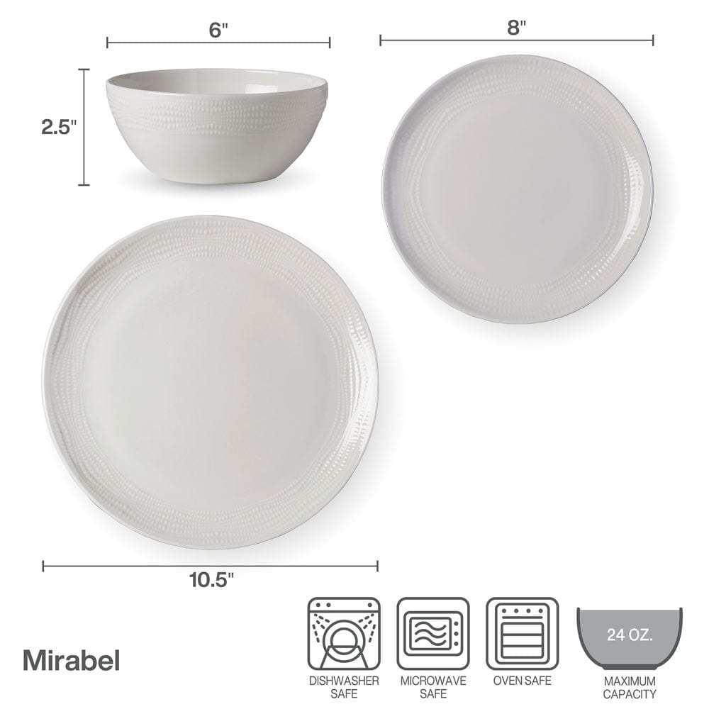 Mirabel Vegan Bone 12 Piece Dinnerware Set, Service for 4
