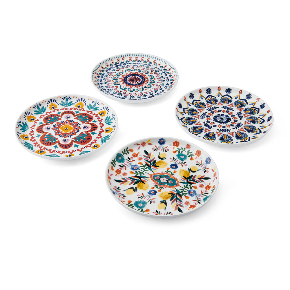 Painted Medallion Set of 4 Appetizer Plates