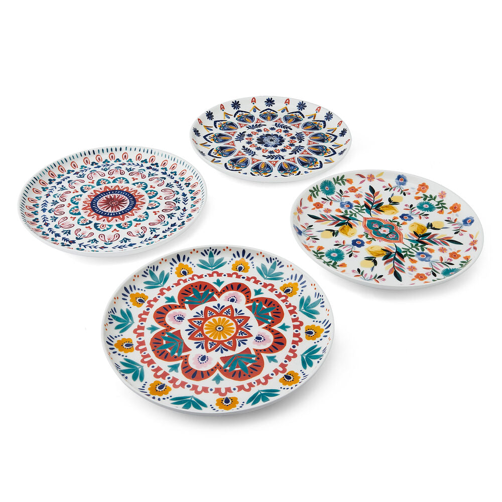 Painted Medallion Set of 4 Salad Plates