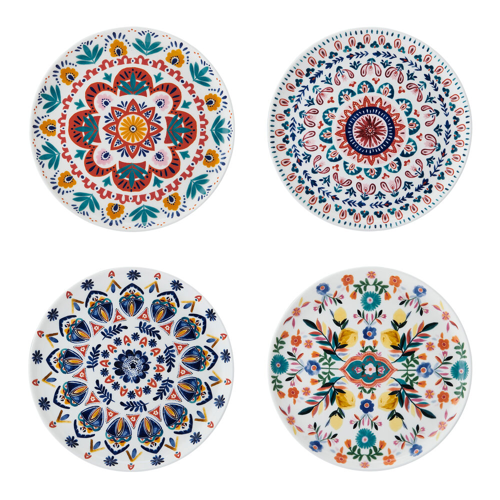 Painted Medallion Set of 4 Salad Plates