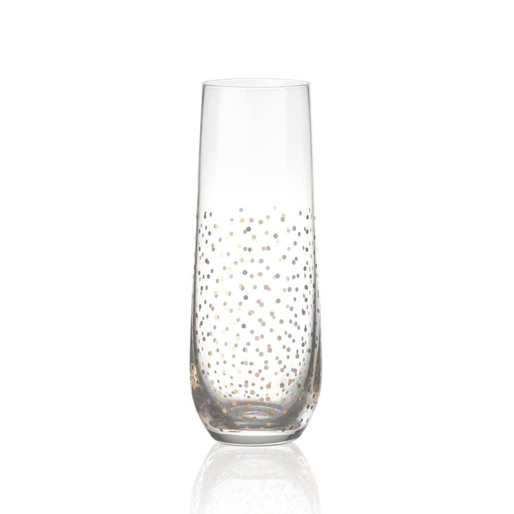 Party Set of 4 Gold Stemless Flute Glasses
