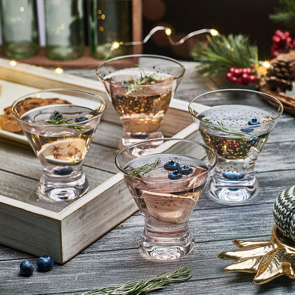 Party Set of 4 Stemless Martini Glasses