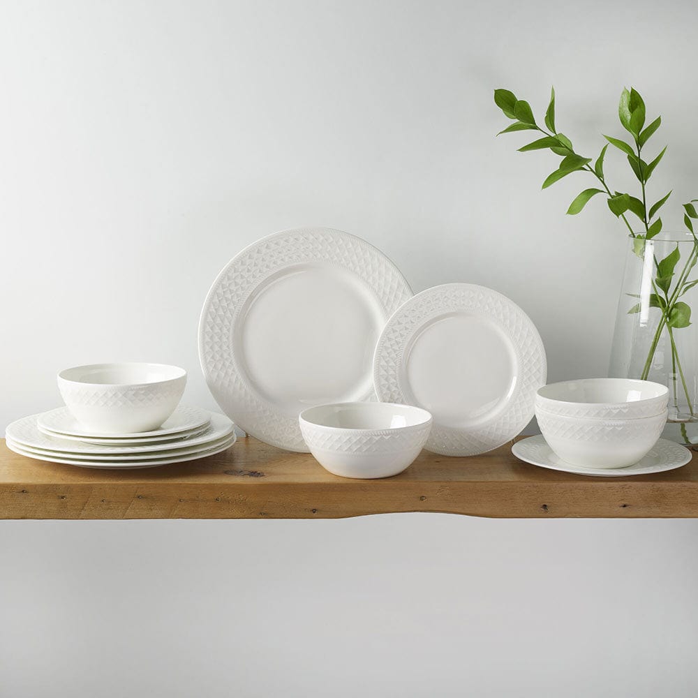 Patterson Vegan Bone 12 Piece Dinnerware Set, Service for 4