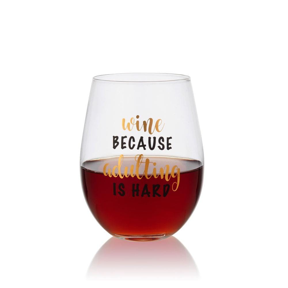 Double Wall Mug and Stemless Wine Glass Set of 2, Caffeine Wine Sentiment
