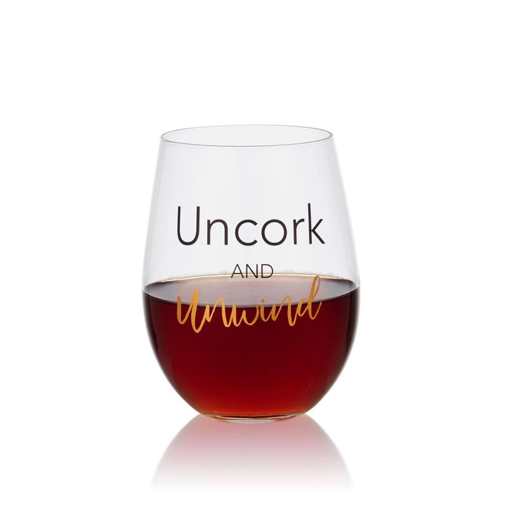 Double Wall Mug and Stemless Wine Glass Set of 2, Rise and Unwind Sentiments