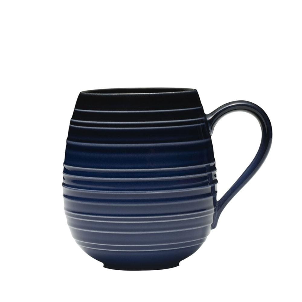 Swirl Black Coupe with Cobalt Ombre Accent 16 Piece Dinnerware Set, Service for 4