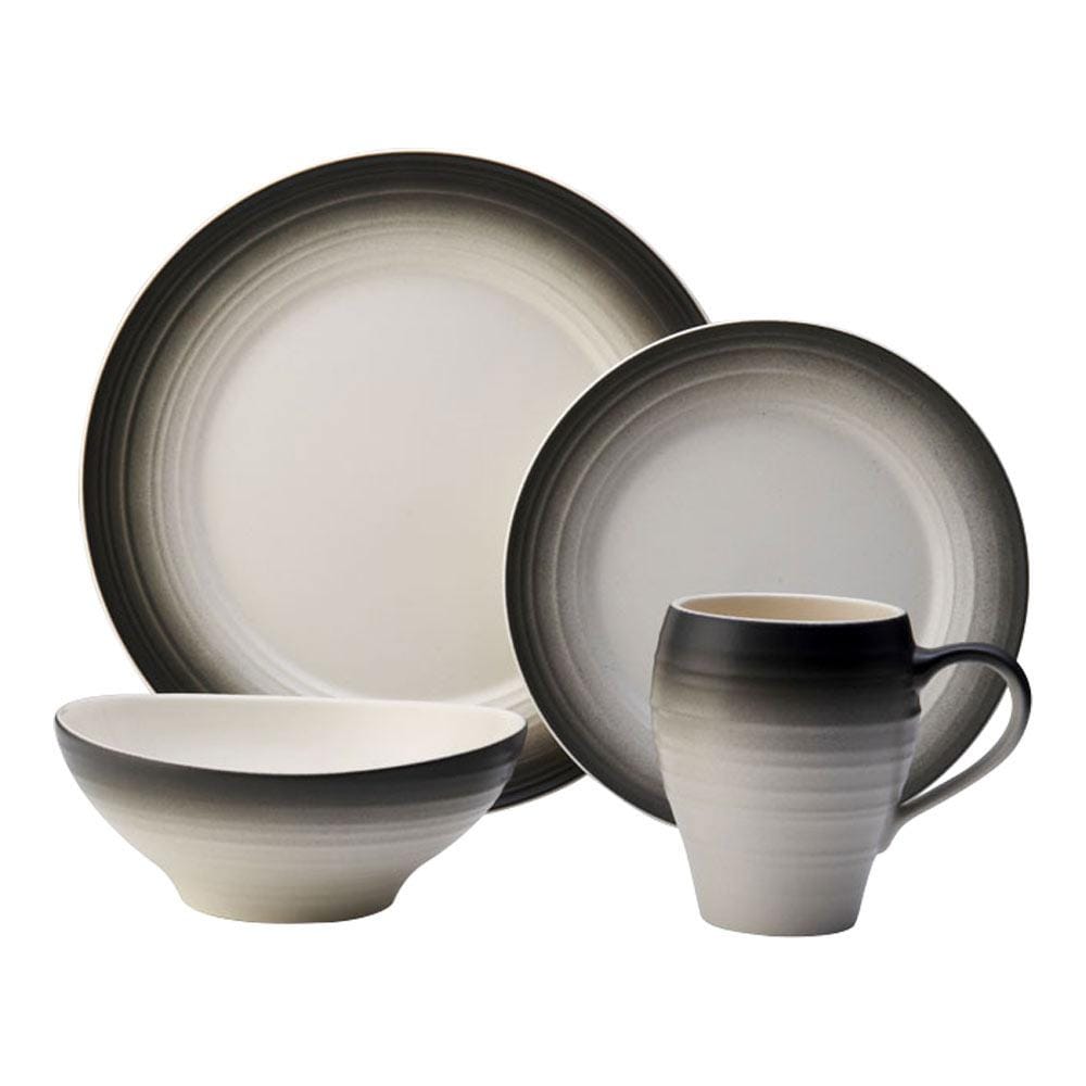 Swirl Ombre Graphite 16 Piece Dinnerware Set, Service for 4