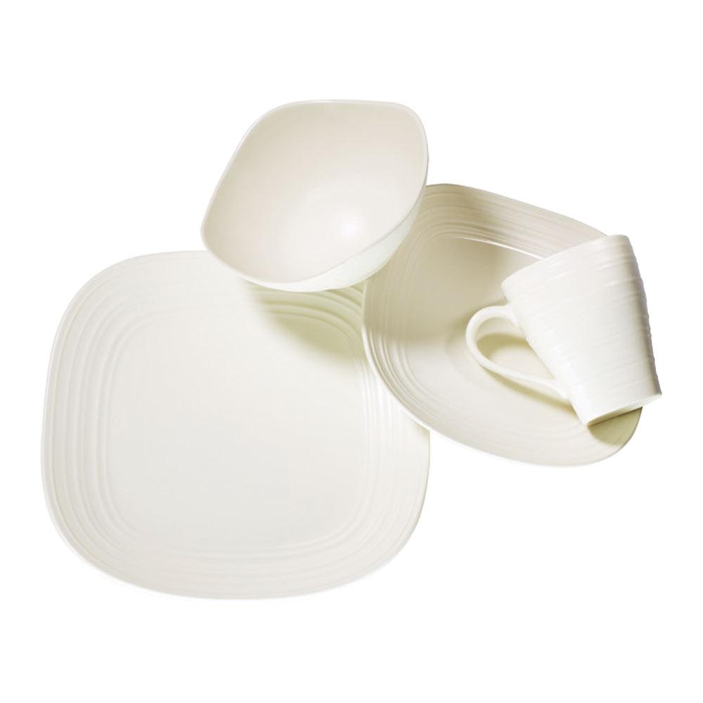 Swirl White Square 4 Piece Place Setting