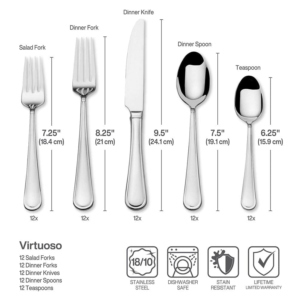 Virtuoso 65 Piece Flatware Set, Service for 12