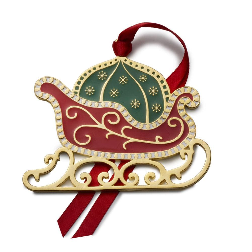 2021 Gold Plated and Enameled Sleigh Ornament 12th Edition