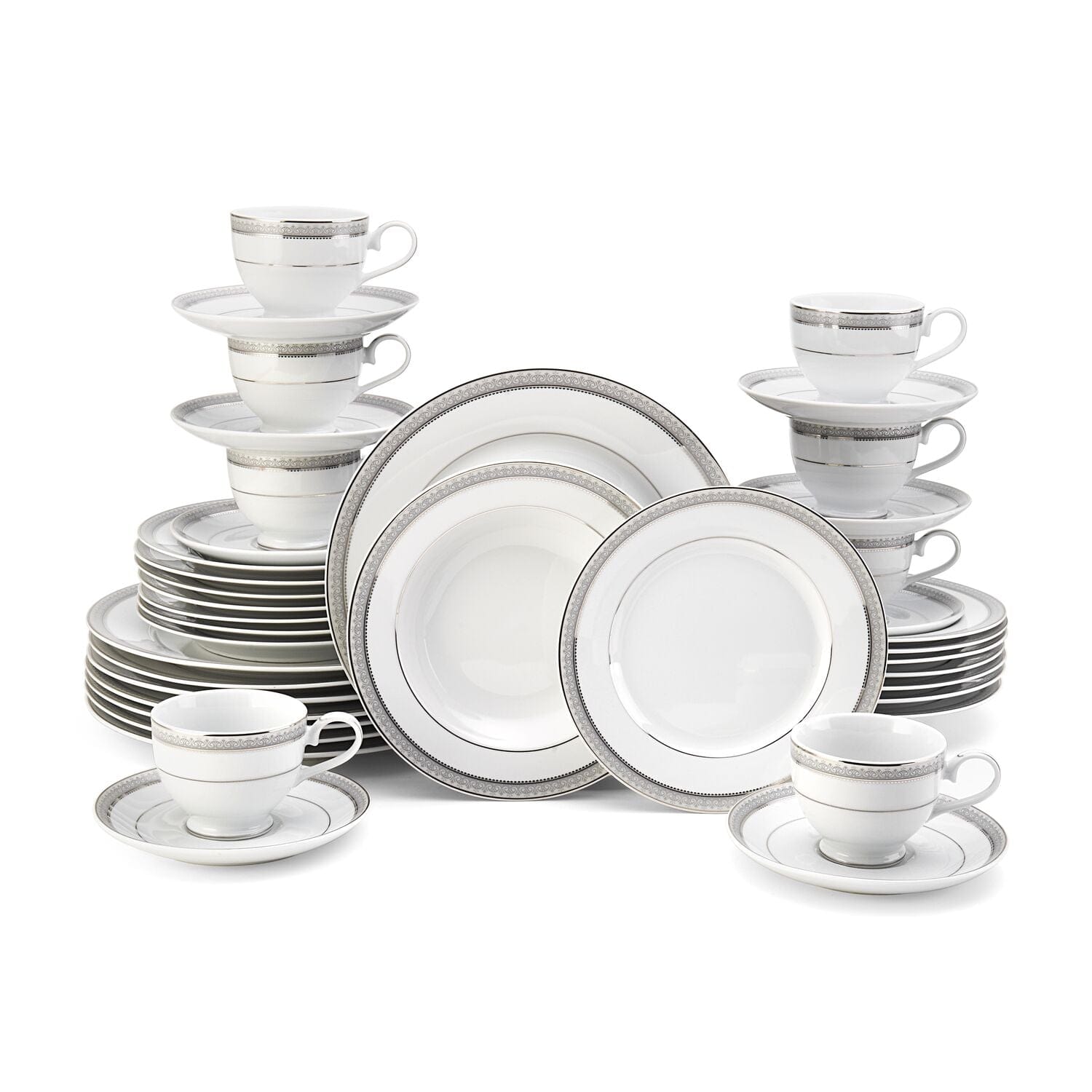 Platinum Crown 40 Piece Dinnerware Set, Service for 8