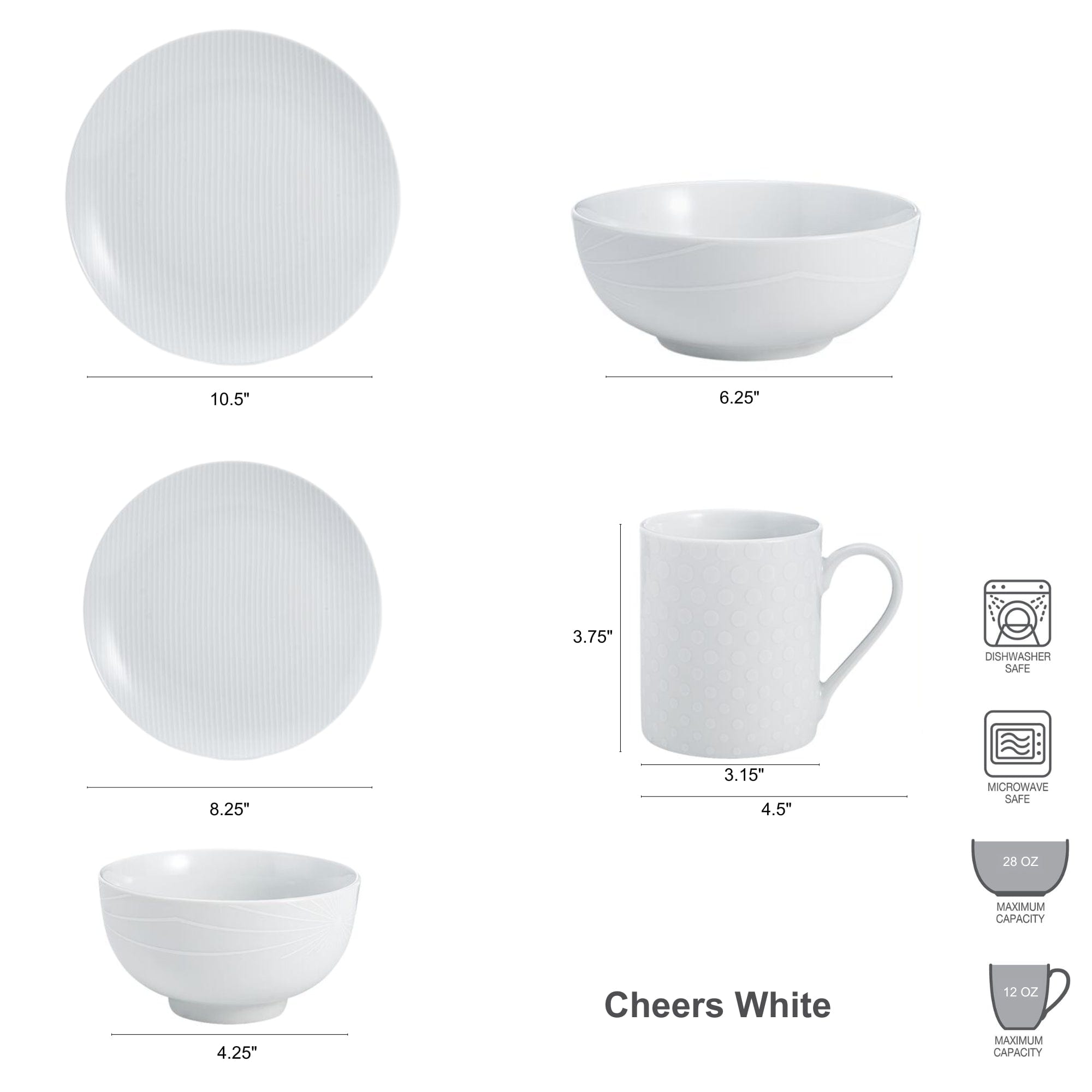 Cheers® White 40 Piece Dinnerware Set, Service for 8