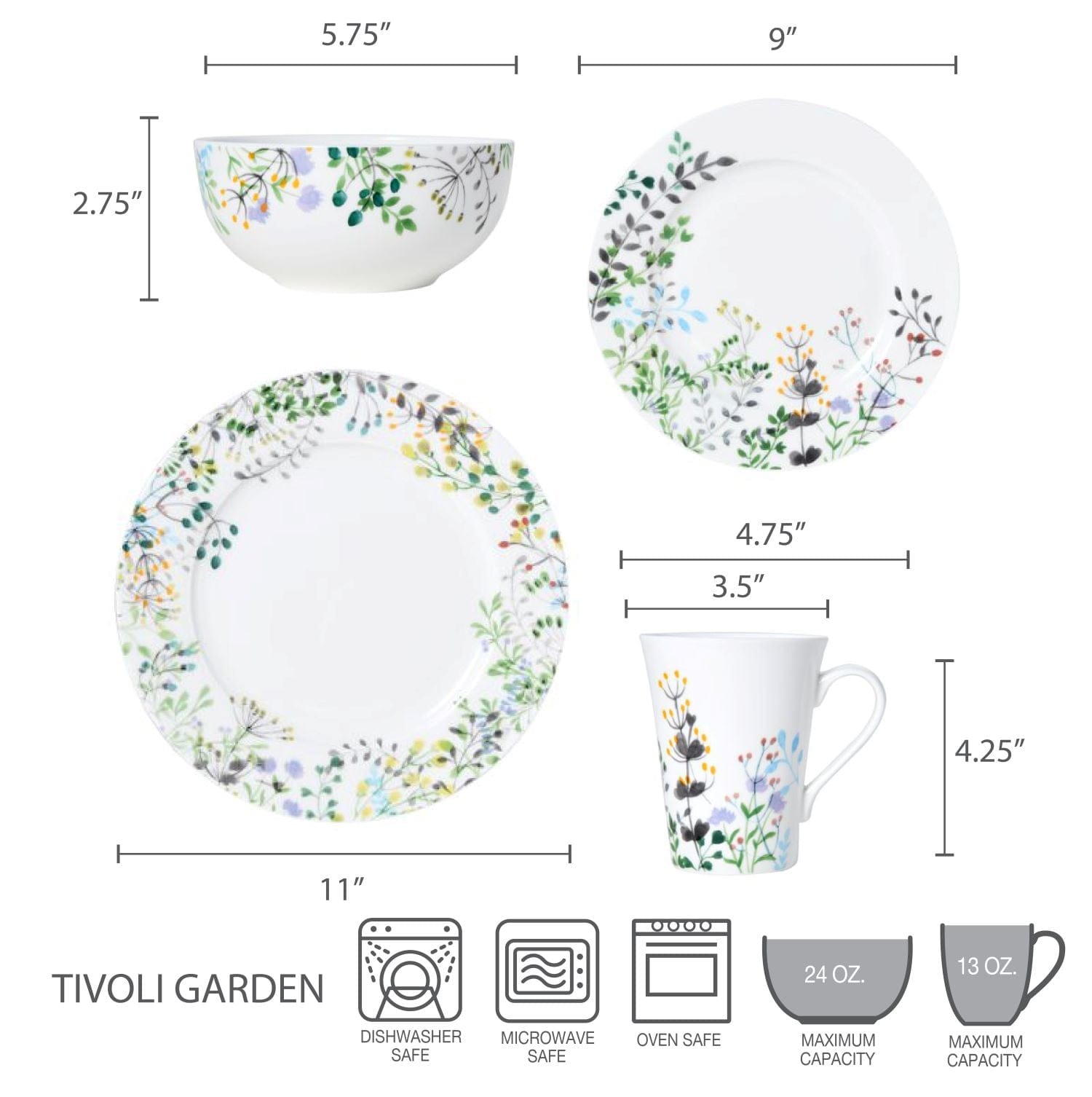 Tivoli Garden 16 Piece Dinnerware Set, Service for 4