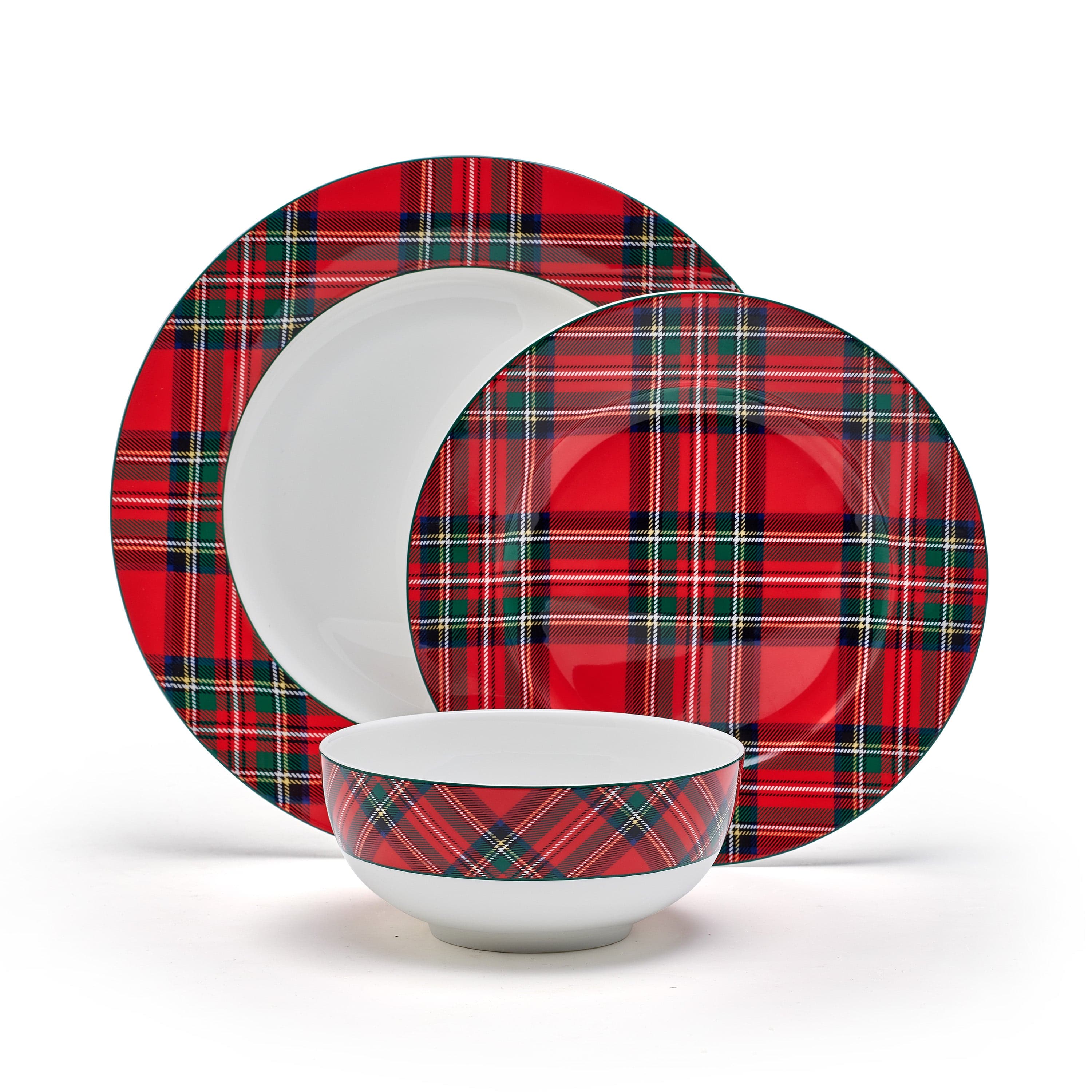 Tartan Red 24 Piece Dinnerware Set, Service for 8