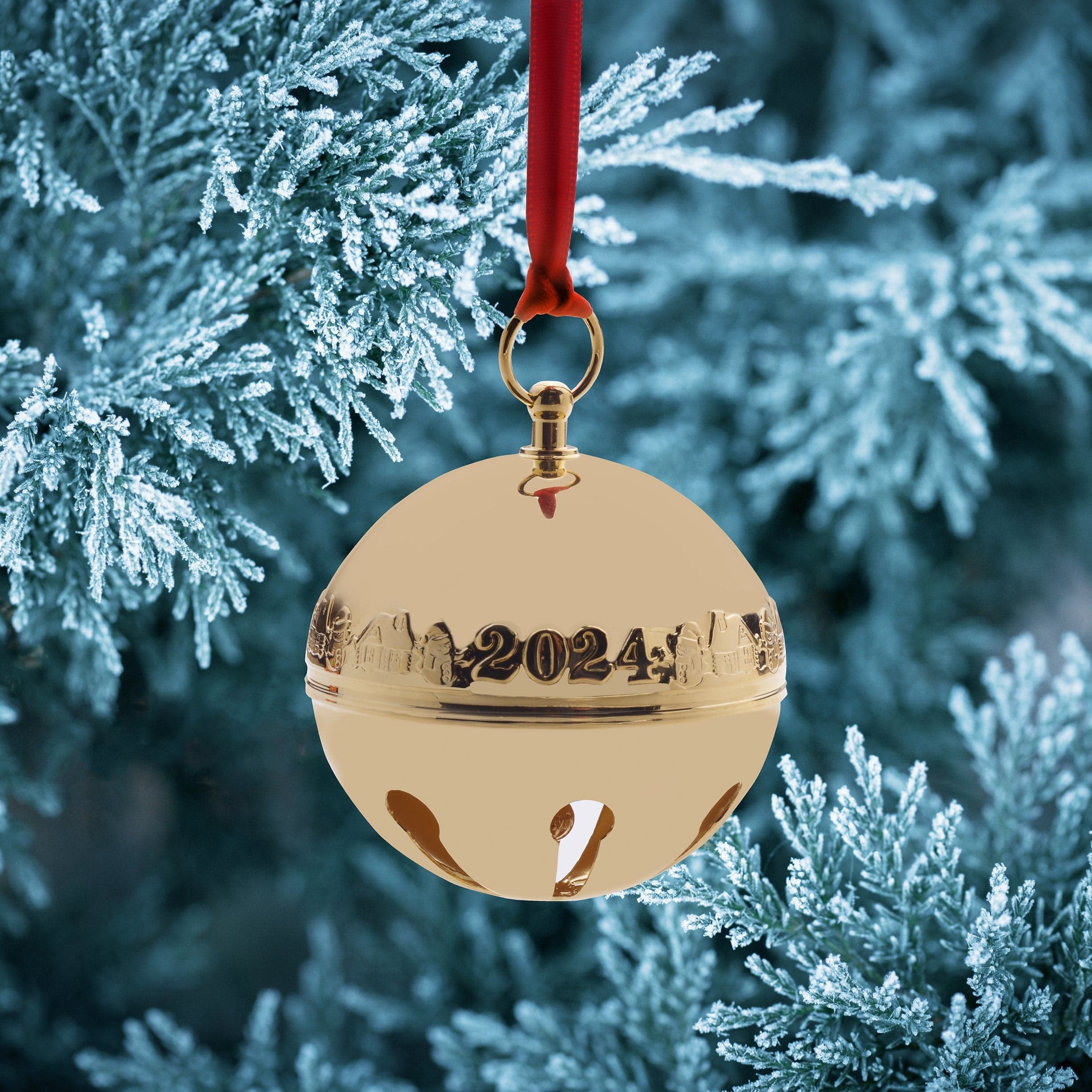 2024 Gold Plate Sleigh Bell Ornament 35th Anniversary Edition