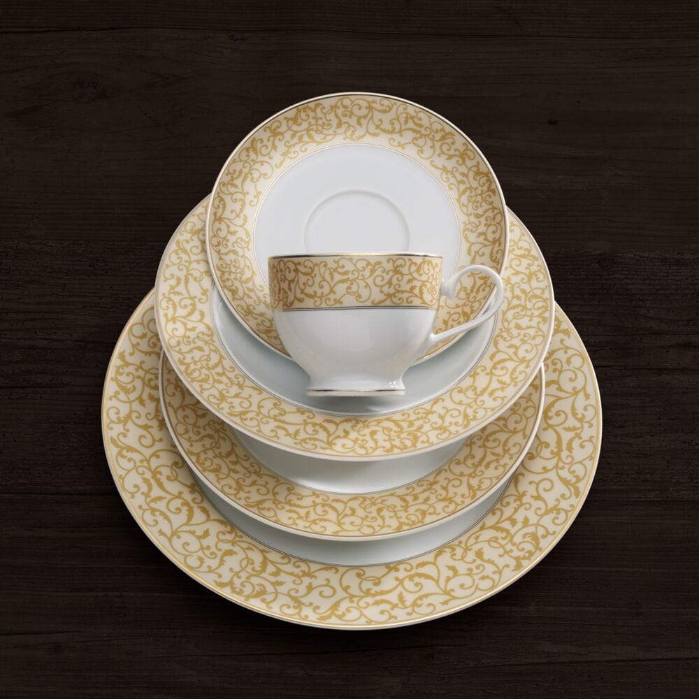 Parchment Gold 40 Piece Dinnerware Set, Service for 8