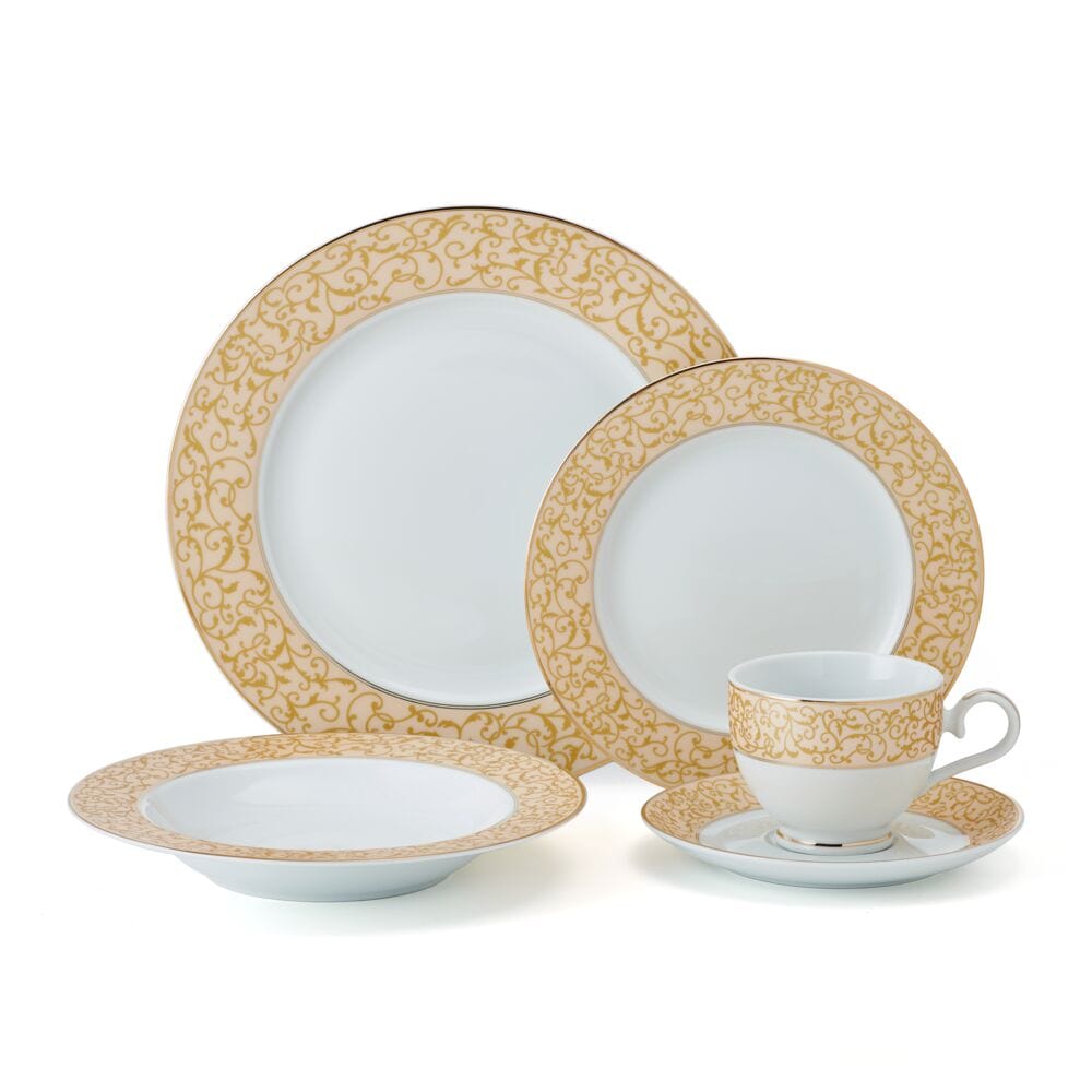 Parchment Gold 40 Piece Dinnerware Set, Service for 8