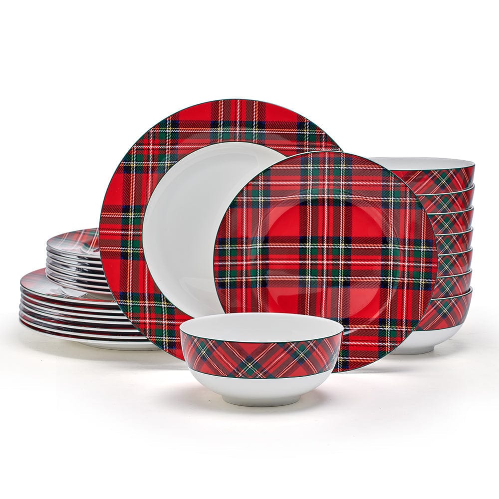 Tartan Red 24 Piece Dinnerware Set, Service for 8