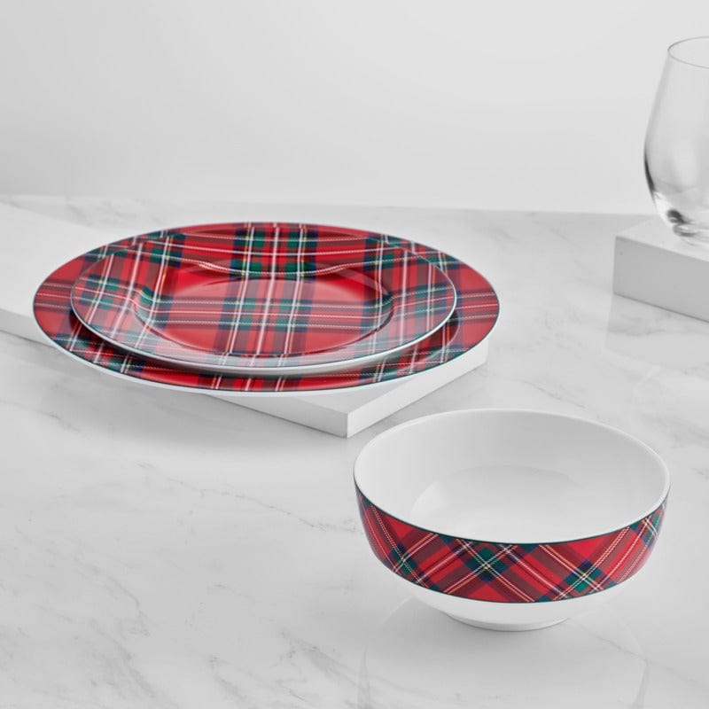 Tartan Red 24 Piece Dinnerware Set, Service for 8