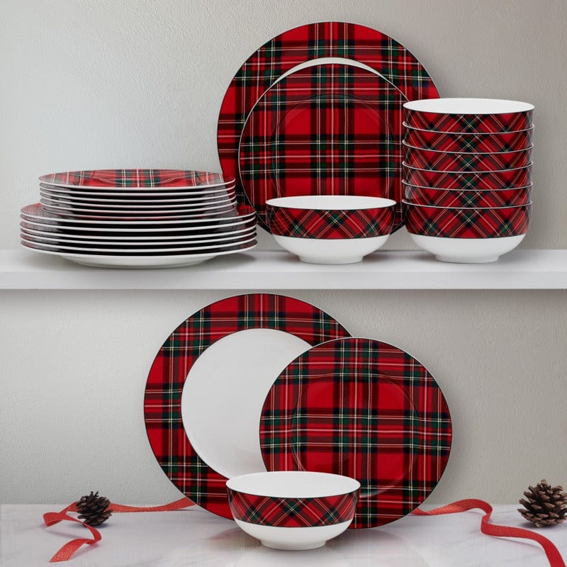 Tartan Red 24 Piece Dinnerware Set, Service for 8