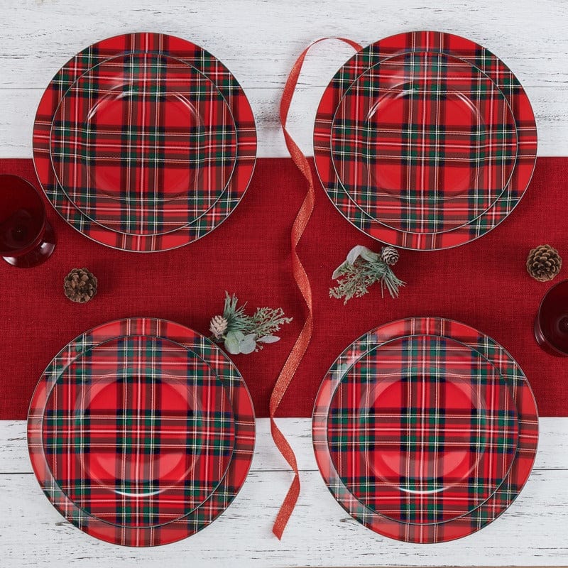 Tartan Red 24 Piece Dinnerware Set, Service for 8