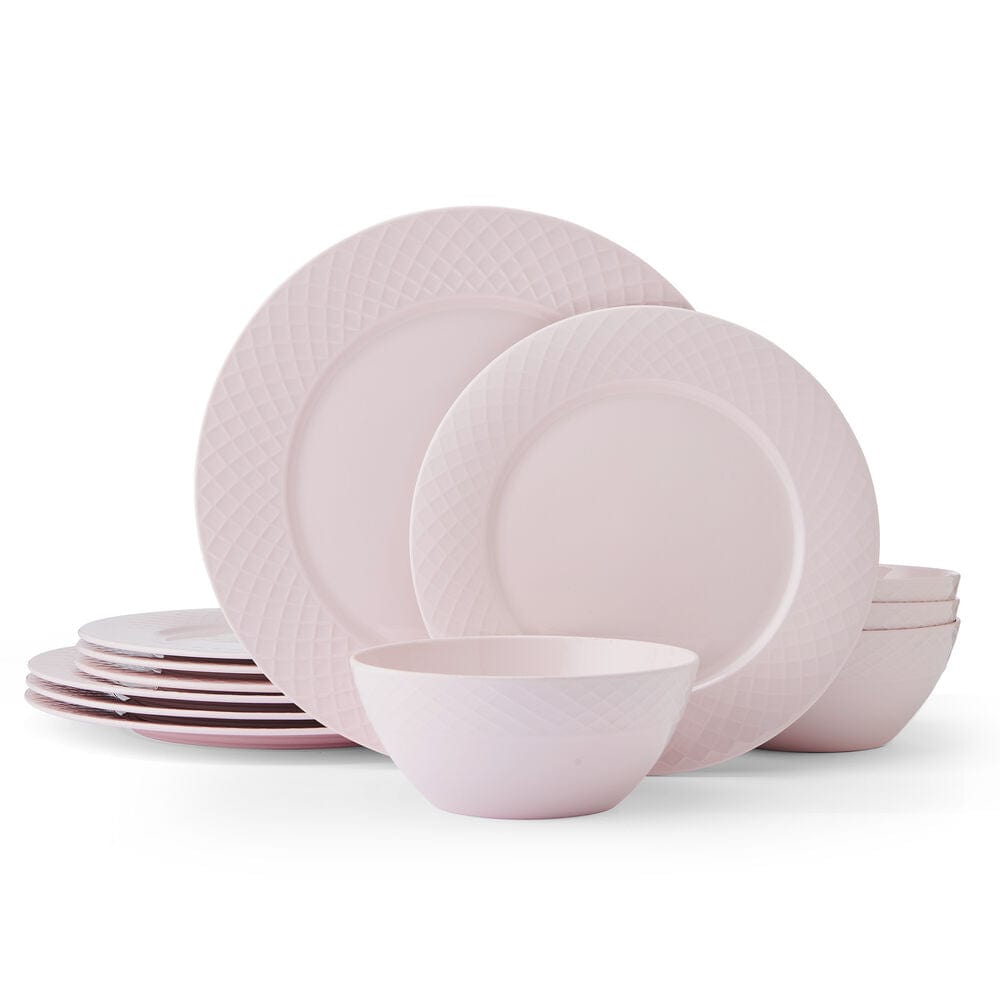 Trellis Pink Dinnerware Set, 12pc